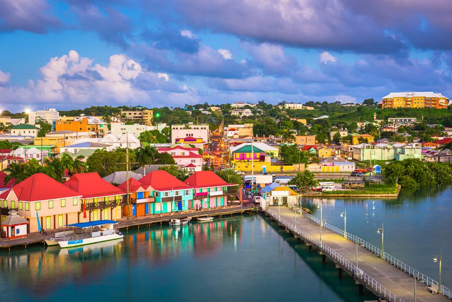 st-johns-antigua-colourful-waterfront-dusk